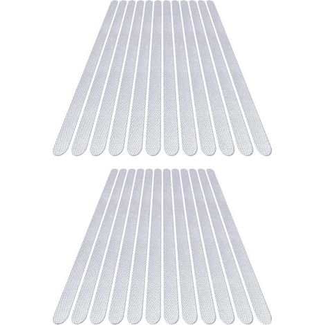24 adesivi antiscivolo, strisce antiscivolo per bagno, adesivi antiscivolo per doccia, per bagno, vasche da bagno, gradini - Trasparenti - 2 x 38 cm (1/5)