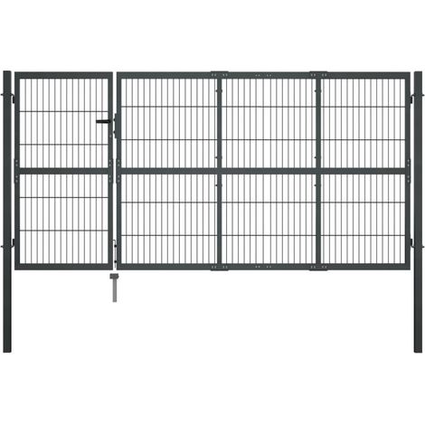 Vidaxl – Portail en acier thermolaqué 350 x 120 cm – Résistant à la rouille – Poteaux inclus – Verrou intégré avec 3 clés – Usage extérieur durable (1/5)