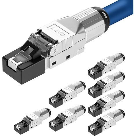 Lot de 8 fiches réseau CAT 7 RJ45 pour câbles LAN rigides - Câble de pose Ethernet LAN CAT7 LSA - Entièrement blindé STP - 10 Gbit/s (1/5)