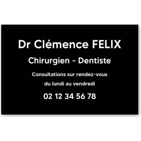 Plaque professionnelle PVC 30x20 – Gravure Personnalisée | Dentistes - Noire lettres blanches (1/3)