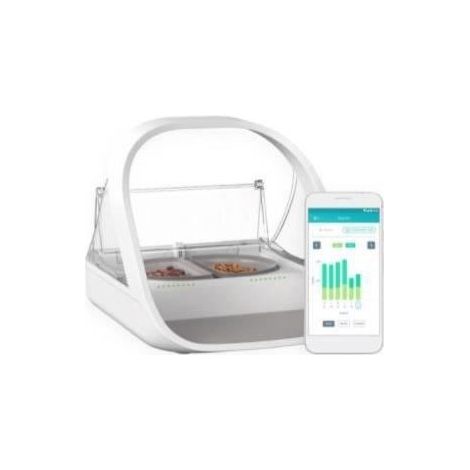 Distributeur de croquettes pour chat connecté à puce électronique – Blanc – Solution pour chats en surpoids et foyers avec plusieurs animaux – Sureflap (1/5)