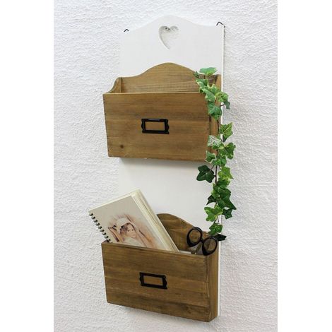 Wandregal mit Herz 12028 Regal 60 cm Vintage Shabby Landhaus Küchenregal Weiß