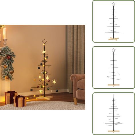 The Living Store Weihnachtsbaum Metall mit Holzständer Schwarz 120 cm - Weihnachtsbaum LED (1/5)