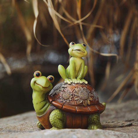 Statues de jardin représentant une grenouille ou une tortue, décorations, sculptures d'extérieur en résine (1/4)