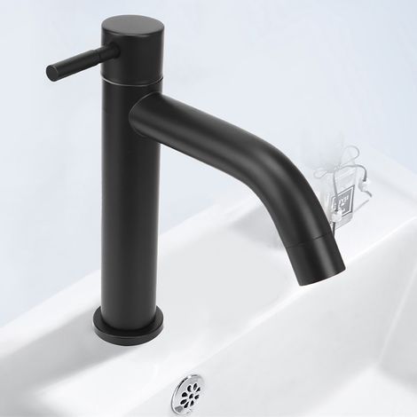 Edelstahl-Waschtischarmatur, Einzelhahn für Kaltwasser mit flexiblem Schlauch (1/5)