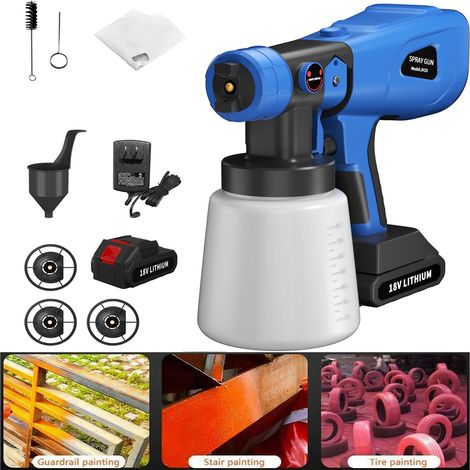 18V Cordless Handheld Paint Sprayer Battery High Power HVLP Electric Spray Gun 800ml for Home and Outdoors, Painting Car, Ceiling, Chair, Fence, Pet House (1/5)