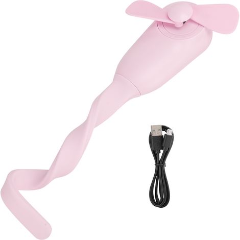 Mini ventilateur portable flexible à chargement USB (rose)-AquaForge