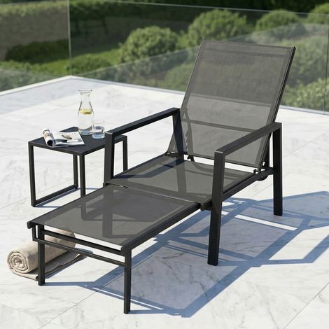 5-fach verstellbarer Liegestuhl mit ausziehbarer Fußstütze, ideal für den Garten