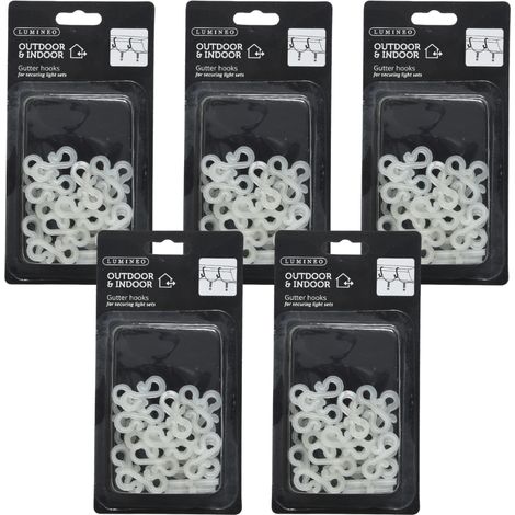 OFFERTA 5 CONFEZIONI 24 GANCI BIANCHI PER LUCI DI NATALE