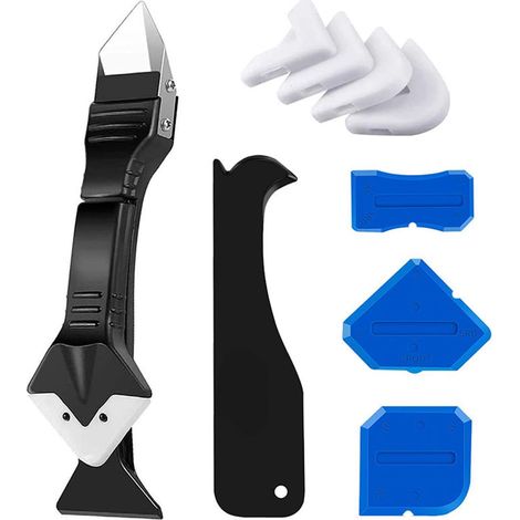 Outils de l'enlève joint, kit de Lisseur de joints Silicone grattoir à coulis avec grattoir d’angle (1/5)