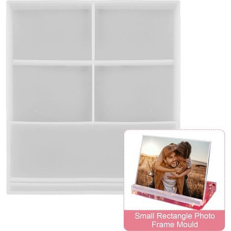 Fotorahmenhalter, DIY-Geschenk, herzförmige Foto-Silikonform, hitzebeständig, flexibel, Desktop-Gadget, großer rechteckiger Rahmen, die Form des Fotorahmens eignet sich für die Herstellung von Fotodek (1/5)