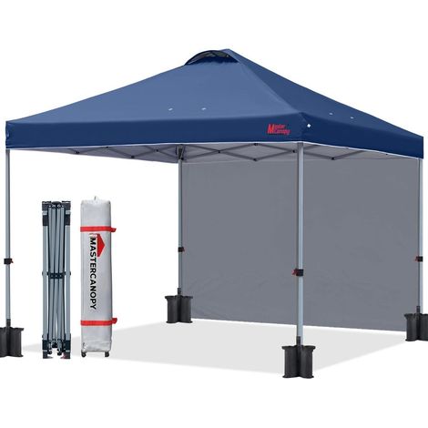 MasterCanopy 3x3m Pop up Pavillon Festzelt mit Seitenwand Marineblau (1/5)