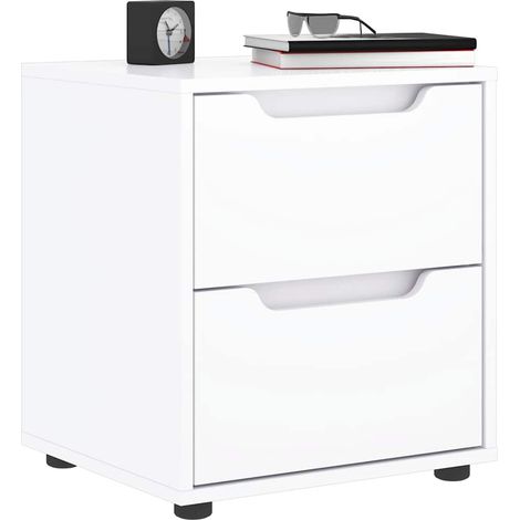 Mesilla de noche-Mesita de noche-Mesapara Dormitorio VISNES blanca 45x40x50 cm madera de ingeniería
