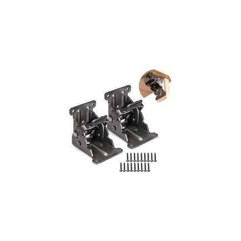 Charnière autobloquante pour meuble – Tôle d'acier épaisse – Charge maximale 226 kg – Dimensions 68x63x54 mm – Lot de 2 charnières avec 18 vis (1/5)
