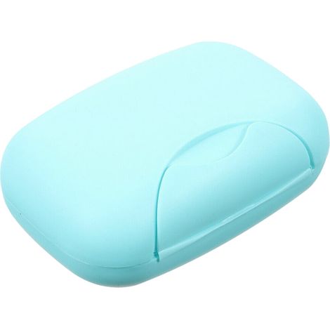 1 boîte à savon portable bleue (11,5 x 7,5 x 4 cm) avec couvercle, en plastique. (1/5)
