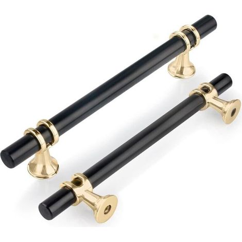 Set of 6 T-shaped cabinet door handles 128 mm, modern zinc alloy kitchen furniture handles for bedrooms, offices (1/4)