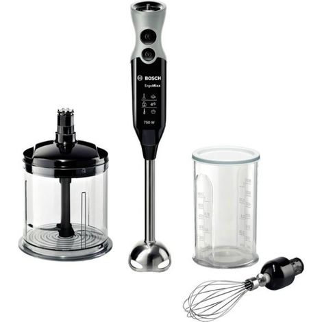 Mixeur Electrique Plongeant BOSCH ErgoMixx MSM67160 – Puissance de 750 W – Mini-hachoir et fouet inclus - Noir