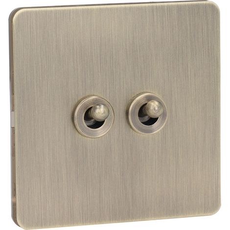Interrupteur à bascule 2 positions finition bronze antique panneau acier inoxydable 250V CA 86x86mm (1/5)