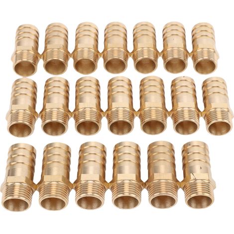 Lot de 20 raccords cannelés en laiton pour tuyau d'arrosage, 16 mm, 300 PSI, connecteurs de réparation pour eau et carburant. (1/5)