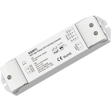 3-Channel High Voltage LED Strip Controller S3(WT) 3 Channels 1A, 100-240V AC, WiFi + RF