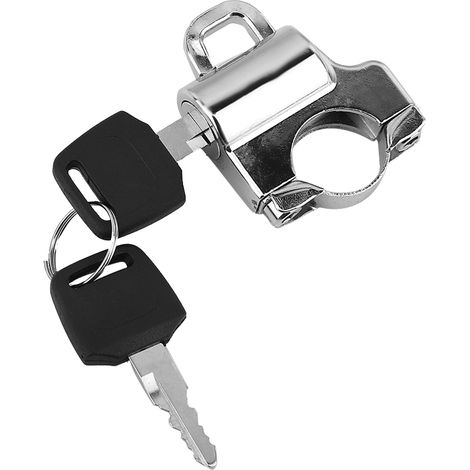 Candado de seguridad universal para casco de motocicleta de 22 mm para manillar con 2 llaves (electrochapa) (1/5)