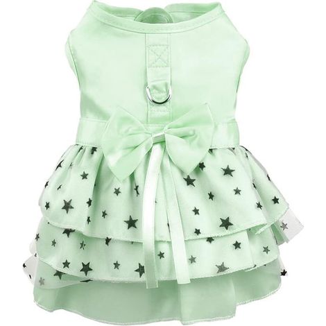 1 robe pour chien avec anneau pour laisse, jupe plissée style princesse, nœud pentagramme, pour petits chiens et chats (1/5)