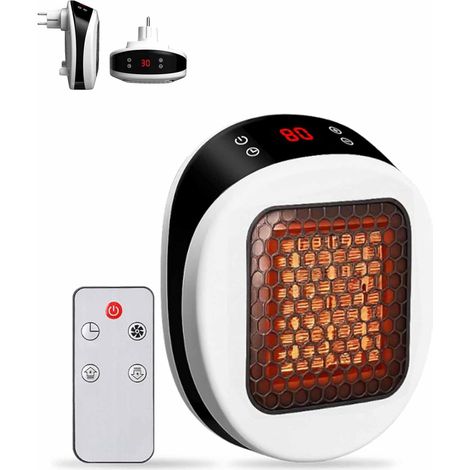 [French Days]Plug sur Lunaheater, radiateur spatial portable Lunaheater, chauffage à fiche portable avec télécommande, élément de chauffage en céramique PTC, chaleur puissante en 30 secondes (White)