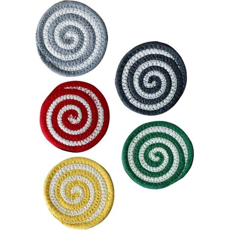 Lot de 5 dessous de plat en coton, ronds, couleur aléatoire (1/5)