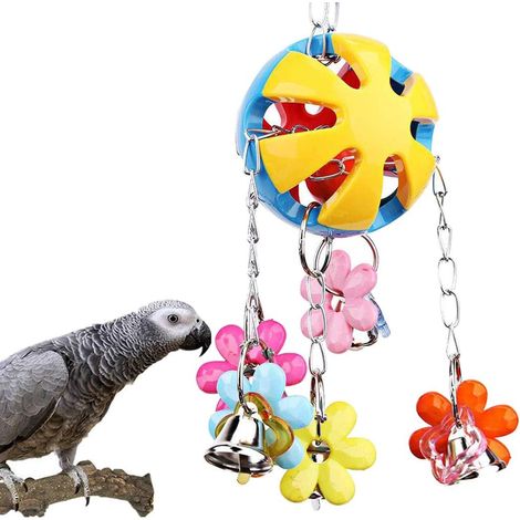 Kauspielzeug für Vögel, Papageien, Haustier, Vogelkäfig, hängende Kugel, Glockenspielzeug für Sittiche, Nymphensittiche, Turteltauben, Finken, Kanarienvögel (Stil 1)