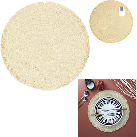 Set De Table Rond Frange Beige D38cm (1/4)