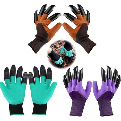 MINKUROW Guantes De Jardinería Con Garras, 3 Pares De Guantes De Excavación Guantes De Jardín Con Garras Guantes De Jardinería Para Mujeres Guantes De Trabajo Antiespinas Para Jardinería Excavación Y (1/5)