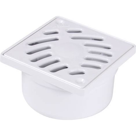 Nicoll – Siphonnette Ø40/50 grille PVC 10x10 cm – Sortie verticale – Drainage efficace des eaux usées – Corps injecté en PVC blanc (1/2)