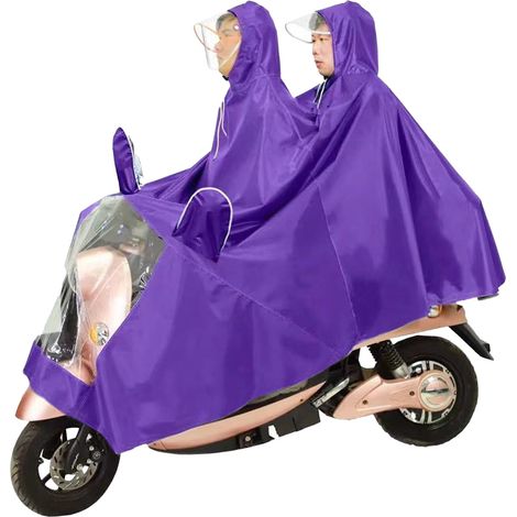 Poncho de pluie moto Oxford imperméable, sur-chemise cycliste avec capuche, veste anti-pluie extérieur, couleur violette, équipement de conduite par temps humide (1/5)