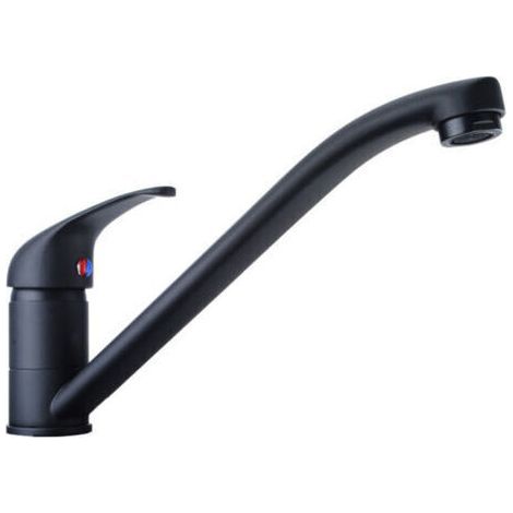 Rubinetto da cucina girevole a 360° in ottone nero opaco, con raccordi G3/8'' e tubo flessibile (1/4)