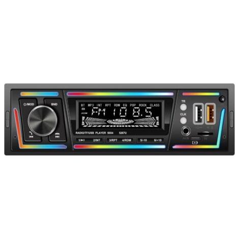 Autoradio Bluetooth avec RDS, port de chargement USB-C, mode lecteur multi-lumi��re, FM/AM, autoradio 1 DIN avec 2 ports USB/MP3/AUX/carte SD/r��glages audio DSP/��galiseur (1/5)
