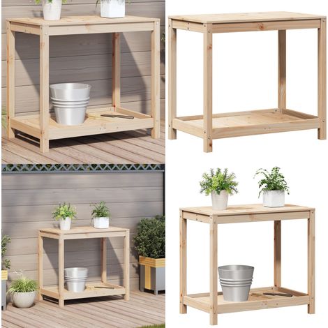 Table de rempotage avec étagère 82,5x50x75cm bois massif de pin - Table De Plantation - Meuble De Jardin - Support Plante - Étagère Extérieure - Jardinage - Home & Living (1/5)