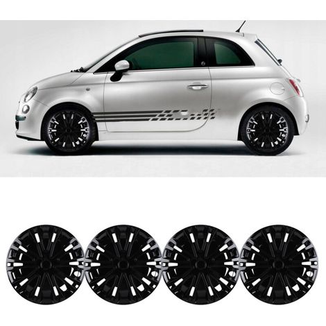 Satz mit 4 Radkappen, 14 Zoll, elegantes Clip-On-Design, R14, für Citroën AX, schwarz. (1/5)
