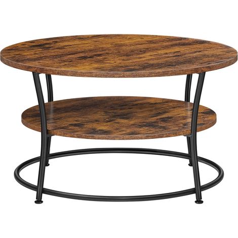 Tavolino da caffè tavolo da soggiorno credenza bassa 2 ripiani con ripiano portaoggetti facile da montare struttura in metallo stile industriale marrone 120007484