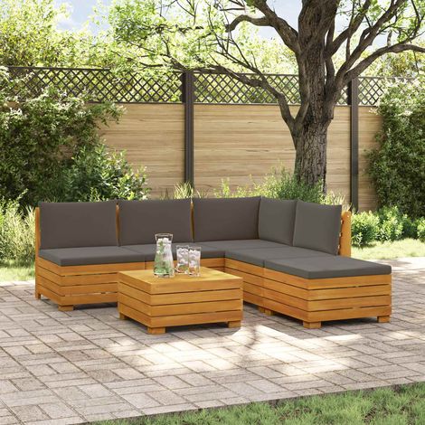 Teenpull – Outdoor-Sofagarnitur mit Kissen 6 Stück Braun Massivholz Akazie (1/5)