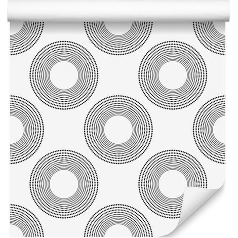 Carta da parati con motivi geometrici e circolari per soggiorno e camera da letto, 50x1000 cm. (1/5)