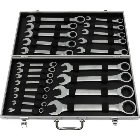 Set di chiavi a cricchetto, 22 pezzi, acciaio al cromo-vanadio, argento (1/2)