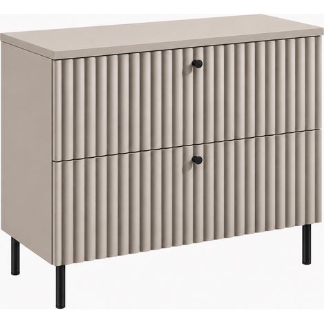 Mobile bagno Bello 80 cm su piedini, cashmere, piano cashmere, maniglie nere (1/5)