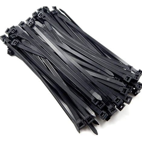 Serre-cables électriques 400 mm x 7.6 mm, Attache Cable, Serre Cables en plastique, Colliers Serre-Cable 400mm, Noir, Lot de 100 Pièces, élargir et Allonger (1/5)