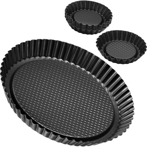 Zenker Set Stampo Torta e Crostata in Acciaio al Carbonio da 30 cm e - 6 Mini Stampi 10 cm, Antiaderenti, Resistenti 230°C, per Crostate, Quiche e Tartellette, Ottima Conduzione Calore (1/5)