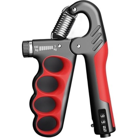 Pince à Main de Gymnastique 5-100Kg, extenseur de Poignet, renforcement des Mains, dynamomètre réglable, entraîneur de Doigt Avant-Bras, récupération Musculaire(Red) (1/5)