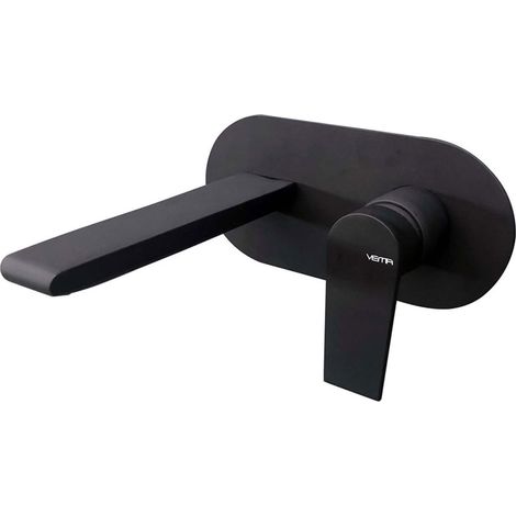 Vema Timea 2-Hole Basin Mixer Tap Wall Mounted - Matt Black (1/2)