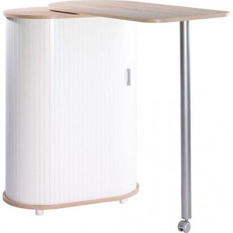 Mange debout et meuble de rangement chêne naturel et blanc Kitchou (1/5)