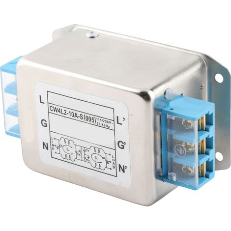 Borne de filtre EMI pour ligne électrique monophasée unipolaire bipolaire 115 V/250 V 10 A 50/60 Hz (1/5)