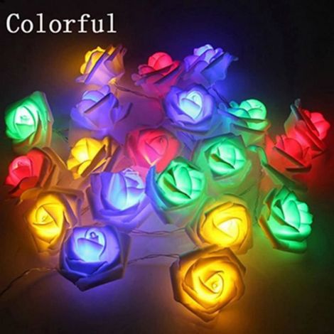 Guirlande Lumineuse - 2M 20 LED À Piles Fleur Rose - Décoration de Noël Mariage Jardin Fête (1/2)