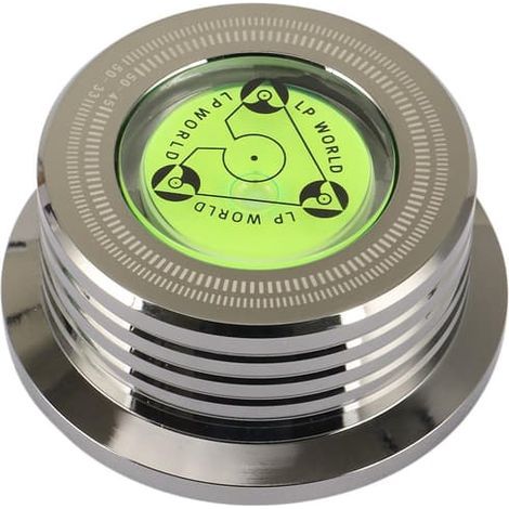 Stabilisateur universel pour platine vinyle LP 50 Hz avec niveau intégré, en alliage d'aluminium et poids. (1/4)